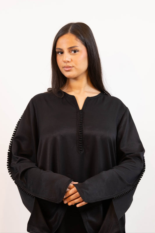 Haut Manches Brodés Noir